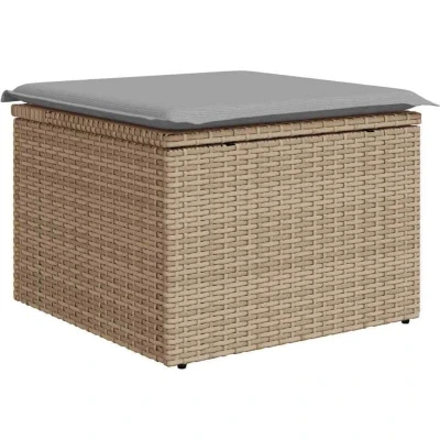 Image of vidaXL 7 Piece Garden Sofa Set with Cushions Beige Poly Rattan Acacia