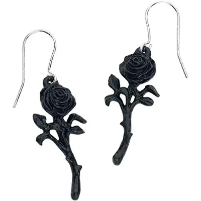 Image of Alchemy Gothic the Romance of Black Rose Pair Earrings