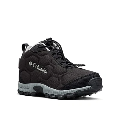 Image of Columbia Kids FIRECAMP Mid 2 Waterproof Unisex Rise Trekking And Hiking Boots, Black x Monument Children, 12 UK