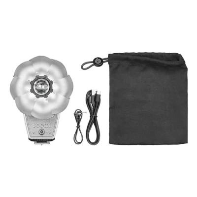 Image of Lux Cadet Vintage Styled Speedlite Camera Flash Lightweight, 6200K±300K, 28mm Focal Length, 2.5s Recycle Time, 620 Full Power Flashes, Hotshoe/SYNC Cable + USB C Charging &amp; Storage Pouch