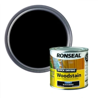 Image of Ronseal QDWSE250 250 ml Satin Finish Quick Dry Woodstain Ebony