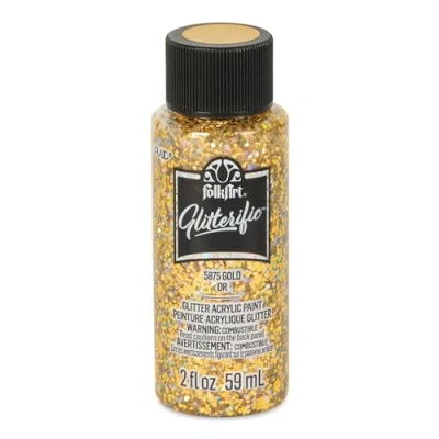 Image of Plaid PE5875 Folk Art Glitterific Acrylic Paint, Gold, 2 oz.