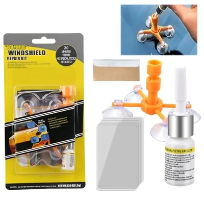 Image of Windshield Repair Kit, Car Windscreen Crack Glass Kit For Crack, Chips, Half Moon Cracks, Bulls Eye And Star Shaped By Yourself Easily