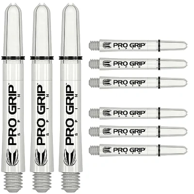 Image of TARGET Darts Pro Grip Spin Shaft Set of 3 White, Short (34mm) Spinning Dart Stems, Professional Accessories, 2BA Multipack with Rings
