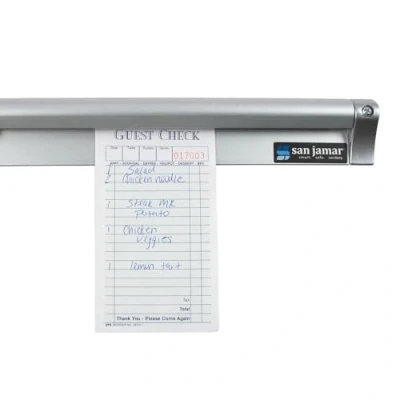 Image of San Jamar CK6530A Anodized Aluminum Slide Check Rack, 30&quot; Length x 3/4&quot; Width 2&quot; Height