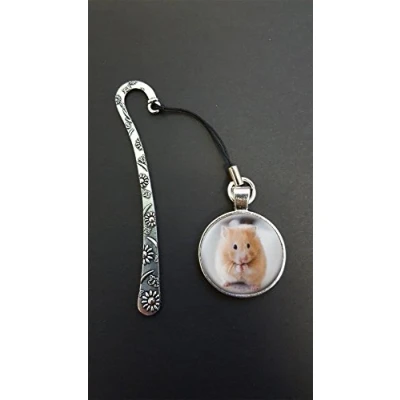 Image of Hamster Pendant On a Silver Coloured Design Bookmark Ideal Birthday Gift N50