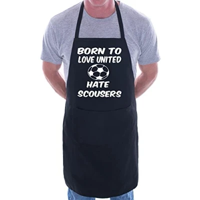 Image of Print4U Love Man Utd Hate Scousers BBQ Cooking Funny Novelty Apron Black