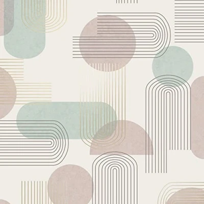 Image of Holden Decor Arch Geo Duck Egg Pink Wallpaper 13090 Shapes Metallic Arches
