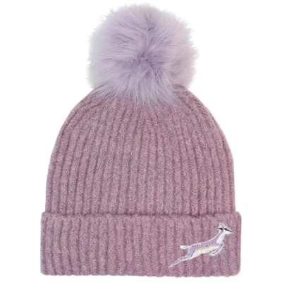 Image of TeddyT&#039;s Ladies Luxury Lavendar Pink Embroidered Springbok Fleece Lined Bobble Hat