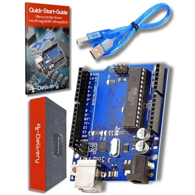 Image of AZDelivery Compitable with ATmega328P ATmega16U2 8 bit Microcontroller Board including E book!
