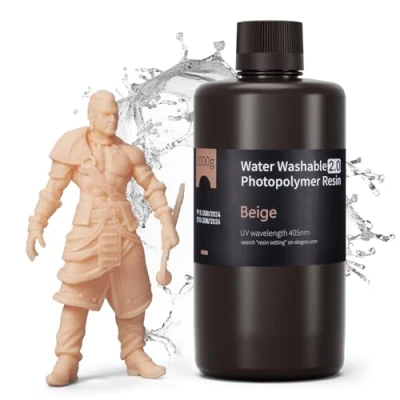 Image of ELEGOO Water Washable 3D Printer Resin 2.0 Grey 1000g, 405nm Rapid UV Fast Curing Photopolymer for LCD/DLP