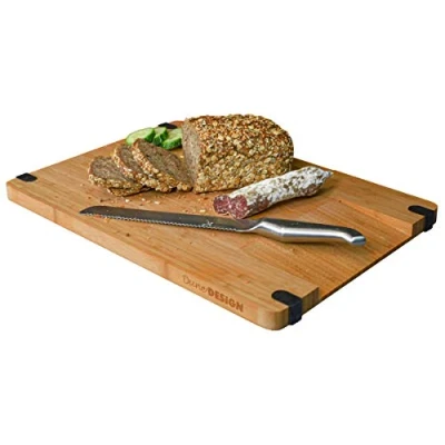 Image of DuneDesign Massive Wood Cutting Board with Spout 44x30x2cm Non Slip Bamboo Chopping Block