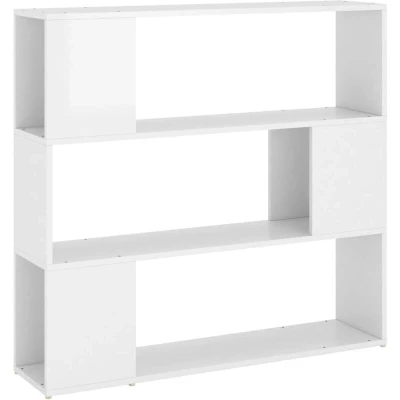 Image of vidaXL Book Cabinet Room Divider High Gloss White 100x24x94 cm