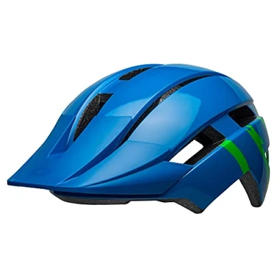 Image of Bell Sidetrack II MIPS Youth Helmet 2021: Strike Gloss Blue/Green Unisize 50 57cm