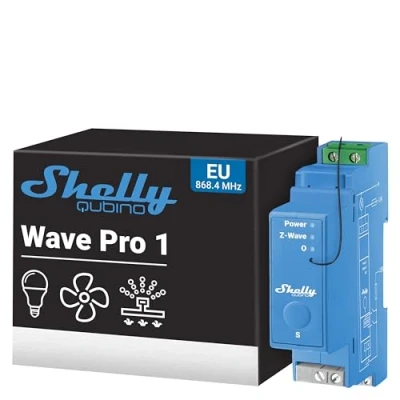 Image of Shelly Wave Pro 1, 1 channel Z Smart Switch with Dry contacts 16A, S800, DIN rail mountable, Extended Network Repeater, SmartStart Compatible