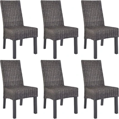 Image of vidaXL Dining Chairs 6 pcs Brown Kubu Rattan and Mango Wood