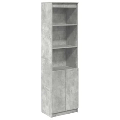 Image of vidaXL Engineered Wood Highboard Cabinet Concrete Grey 50x35x180 cm 5 Shelves for Versatile Storage in Kitchen, Living Room, Office