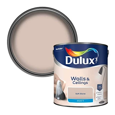 Image of Dulux Matt Emulsion Paint For Walls And Ceilings Soft Stone 2.5 Litres