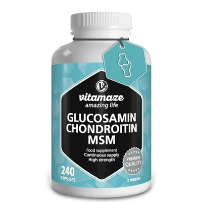 Image of Glucosamine and Chondroitin Complex 2250mg with MSM Vitamin C Joints Care Immune System 240 Capsules Supplement Without Additives Vitamaze