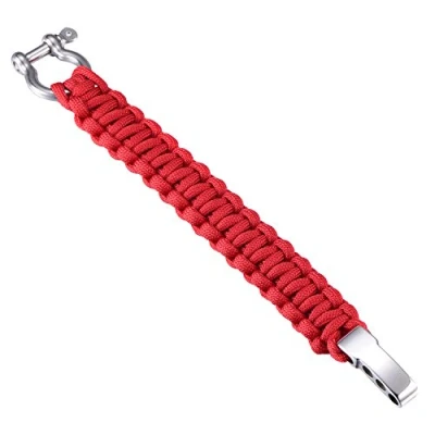 Image of DonDon Men&#039;s Paracord Survival Bracelet Woven Outdoor with Stainless Steel Fastening red