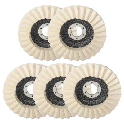 Image of SI FANG 115mm Felt Flap Disc Wool Polishing Wheel Disc, Fine Abrasives Buffing Pads for Angle Grinder 5Pcs