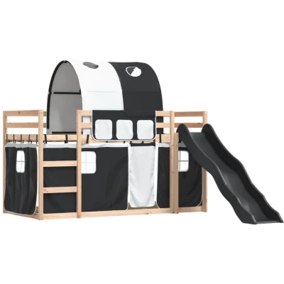 Image of vidaXL Bunk Bed without Mattress with Slide White and Black 90x200 cm