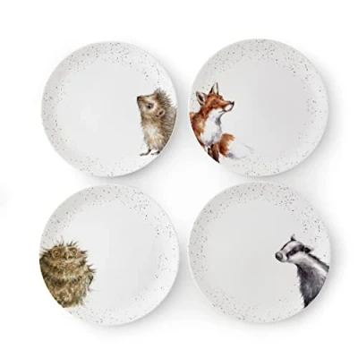 Image of Wrendale Designs Set of 4 Woodland Animals 27cm Coupe Plates