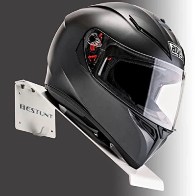 Image of BESTUNT Helmet Hanger for Motorcycle Tablet Holder Storage Mount Wall (White)