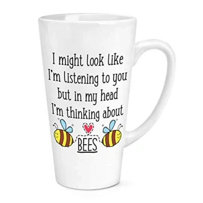 Image of I Might Look Like I&#039;m Listening to You Bees 17oz Large Latte Mug Cup