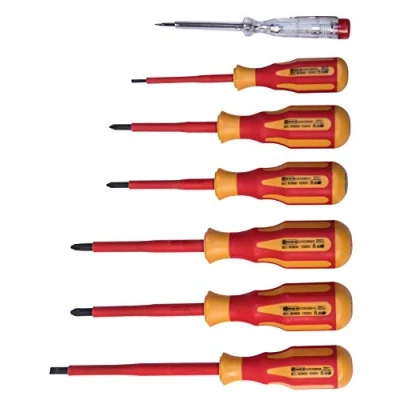 Image of Connex COX336207 &quot;Vde&quot; Electrician&#039;s Screwdriver Set with 2C Handles, Multi Colour, of 7 Piece