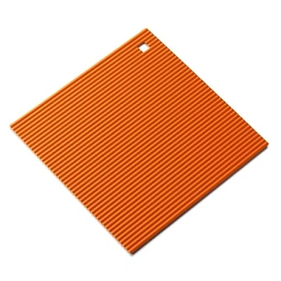 Image of Zeal Silicone Trivet Mat Kitchen Worktop Protector for Hot Pots and Pans (22 x 22cm) Heat Resistant Mat, Non Slip Square Trivet, Neon Orange