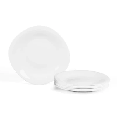 Image of LaGlint 10 inch Dinner Plate Set of 6, Lightweight 25.4cm Square Opal Glass White Dinnerware Plates, Dishwasher and Microwave Safe