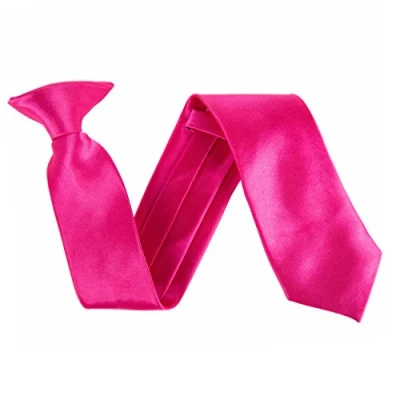 Image of Wide 3&quot; Satin Solid Colour Plain Safety Clip On Tie (Hot Pink)