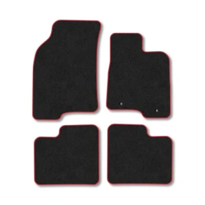 Image of Car Mats Compatible with Fiat Panda (2012 2015) Tailored Fit Red Carpet Floor Set Accessory Custom 4 Pieces Anti Slip Backing &amp; Binding Trim Edge