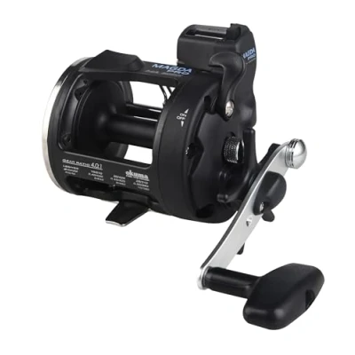 Image of Okuma Magda Pro Line Counter Levelwind Trolling Reel, Small, Black/Silver, MA 30DX