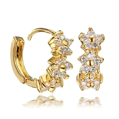 Image of Gemini Women&#039;s 18K Yellow Gold Filled Hoop Swarovski Crystal Huggie Earrings for Ladies Gm079