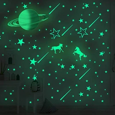 Image of Unicorn Wall Tattoos, Glow in The Dark Stickers, Fluorescent, Luminous Stars, Moon Children&#039;s Room