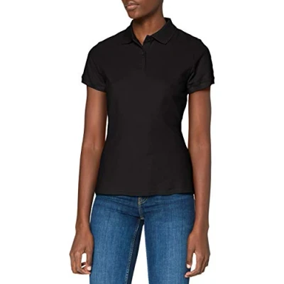 Image of FRUIT OF THE LOOM Women&#039;s Premium Polo Shirt, Black, S UK
