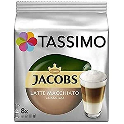 Image of Tassimo Jacobs Type Latte Macchiato Classico, 5 Coffee Capsules for 8 Drinks