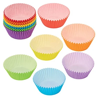 Image of Baker Ross FX764 Rainbow Colours Cupcake Cases Pack of 102, Baking Essentials for Making
