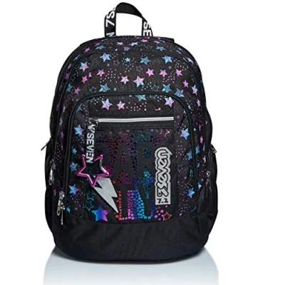 Image of Seven Backpack, Advanced, DANCE PARTY Knapsack Padded School Bag, Book One Size For Teen, Girls&amp;Boys, Large Capacity, School, Sport &amp; Free Time, Laptop Sleeve, Italian Design, black,