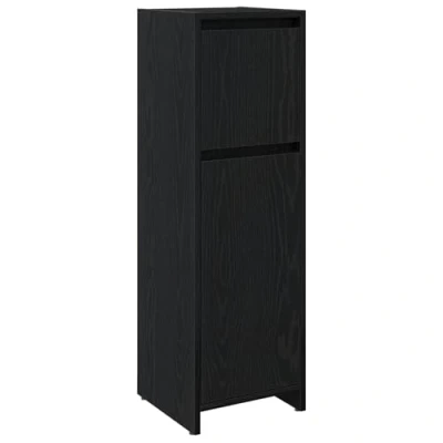 Image of vidaXL Bathroom Cabinet Black Oak Engineered Wood with 3 Compartments for Small Spaces 30x30x95cm