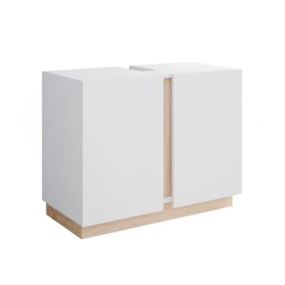 Image of Vicco Sink base cabinet Gloria, White/Sonoma, 70.4 x 55.5 cm with 2 doors