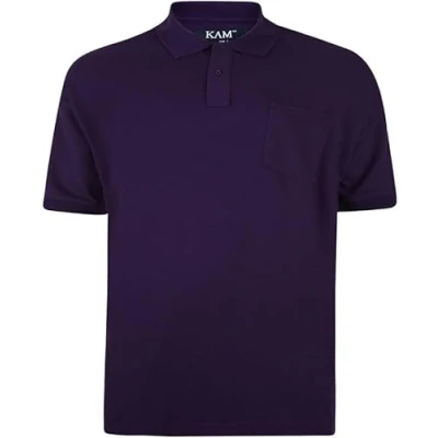 Image of KAM Mens Polo Shirts Short Sleeve Collared Neck Lightweight Sports Gym Tee Top for Big Tall Men Plus Size Purple XXL