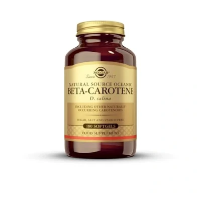 Image of Solgar Natural Source Oceanic Beta Carotene Softgels Pack of 180 Fight Free Radicals For Daily Use Gluten Free, Gold