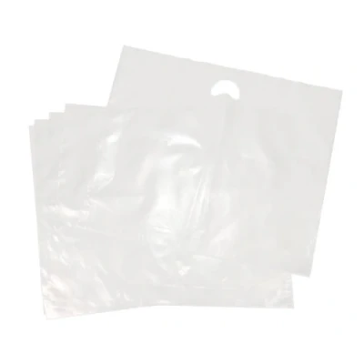Image of 50 Medium Duty Patch Handle White Plastic Carrier Bags 15&quot; x 18&quot; 3&quot; 120 Gauge