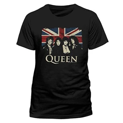 Image of Rockoff Trade Men&#039;s Queen Union Jack (Retail Pack) T Shirt, Black (Black Black), X (Size:X Large)