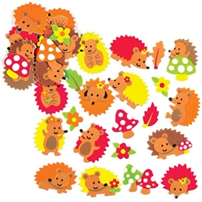 Image of Baker Ross AC105 Hedgehog Foam Stickers (Pack of 120), Asst Colours, 2.5 4.5 cm