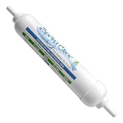 Image of SpringClear Water Gem Compatible In Line Filter Cartridge with 3/8&quot; Male Stem Universal Carbon for Fridge Dispenser and Ice Maker Scale Reduction Drinking Kitchen Tap Undersink System