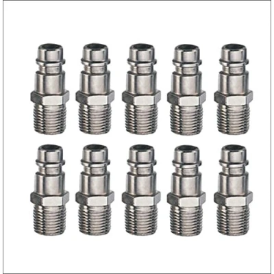 Image of 10 x 1/4&#039;&#039;Euro Tail (Hi Flow) Male Quick Release Air Line Fittings